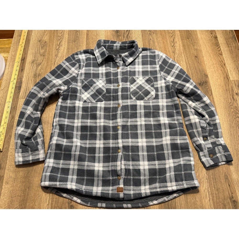 Modern Canvas Sweatshirt, Men's Size 2XL, Gray White, Plaid, Button Up